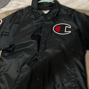 Champion button up bomber/varsity jacket with furr inside